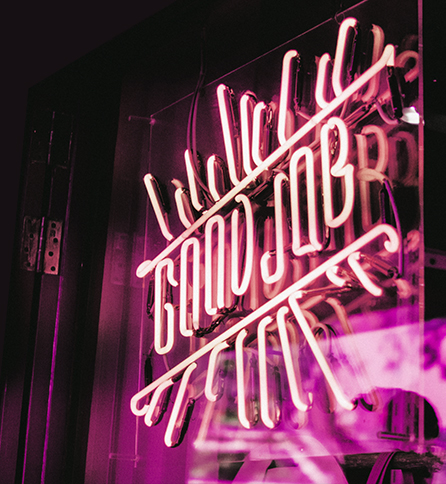 a neon sign that says Good Job